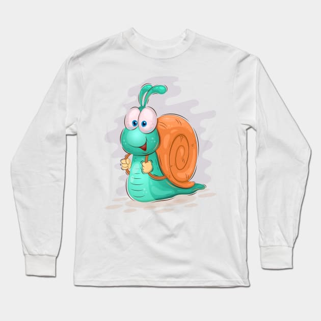 Fast Cartoon Snail. Long Sleeve T-Shirt by AndreKENO